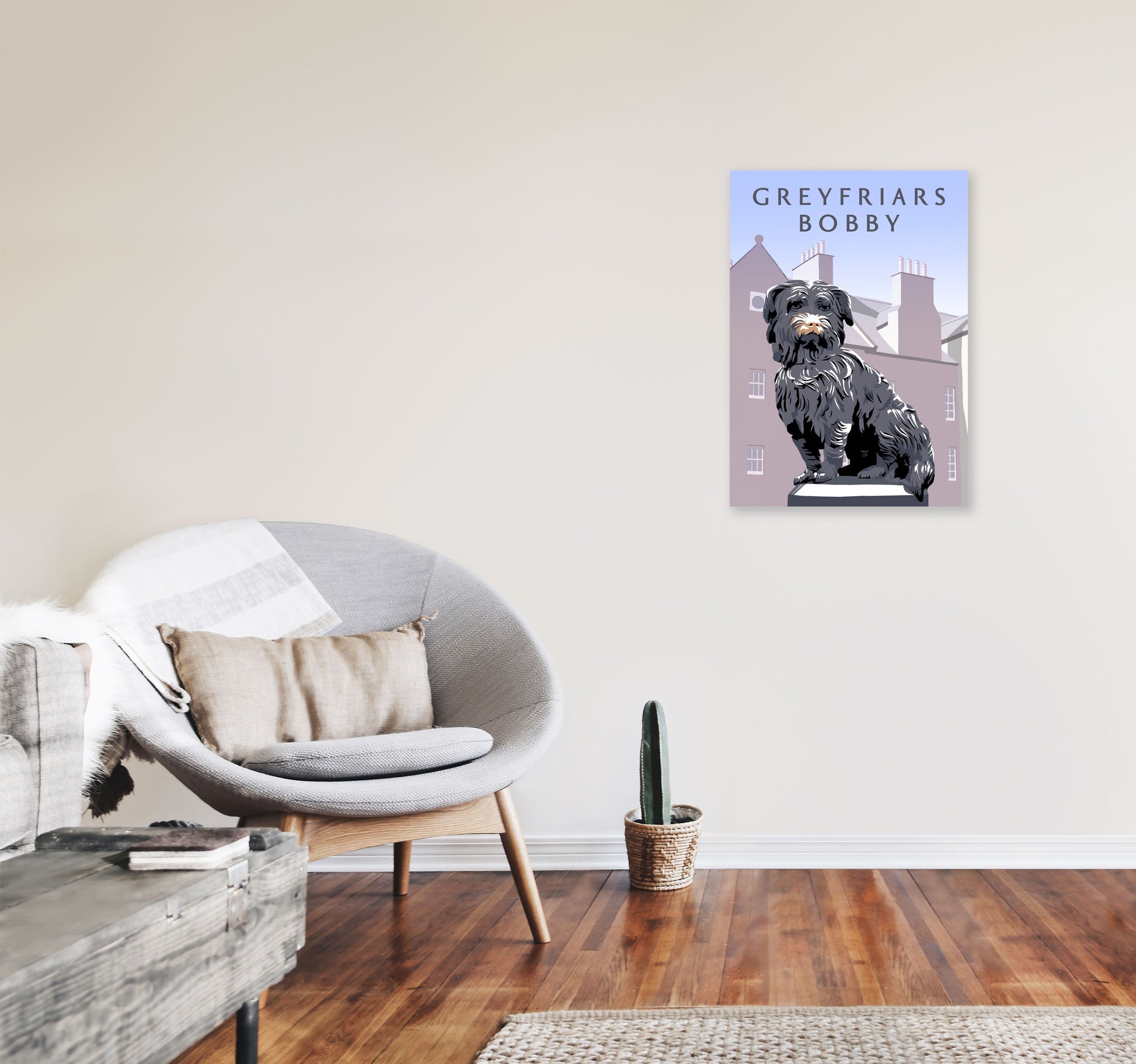 Greyfriars Bobby Portrait by Richard O'Neill A2 Black Frame