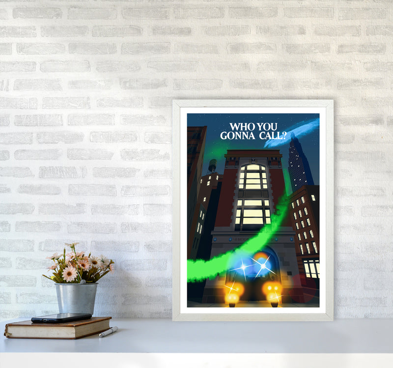 Ghostbusters Night Art Print by Richard O'Neill A2 Oak Frame