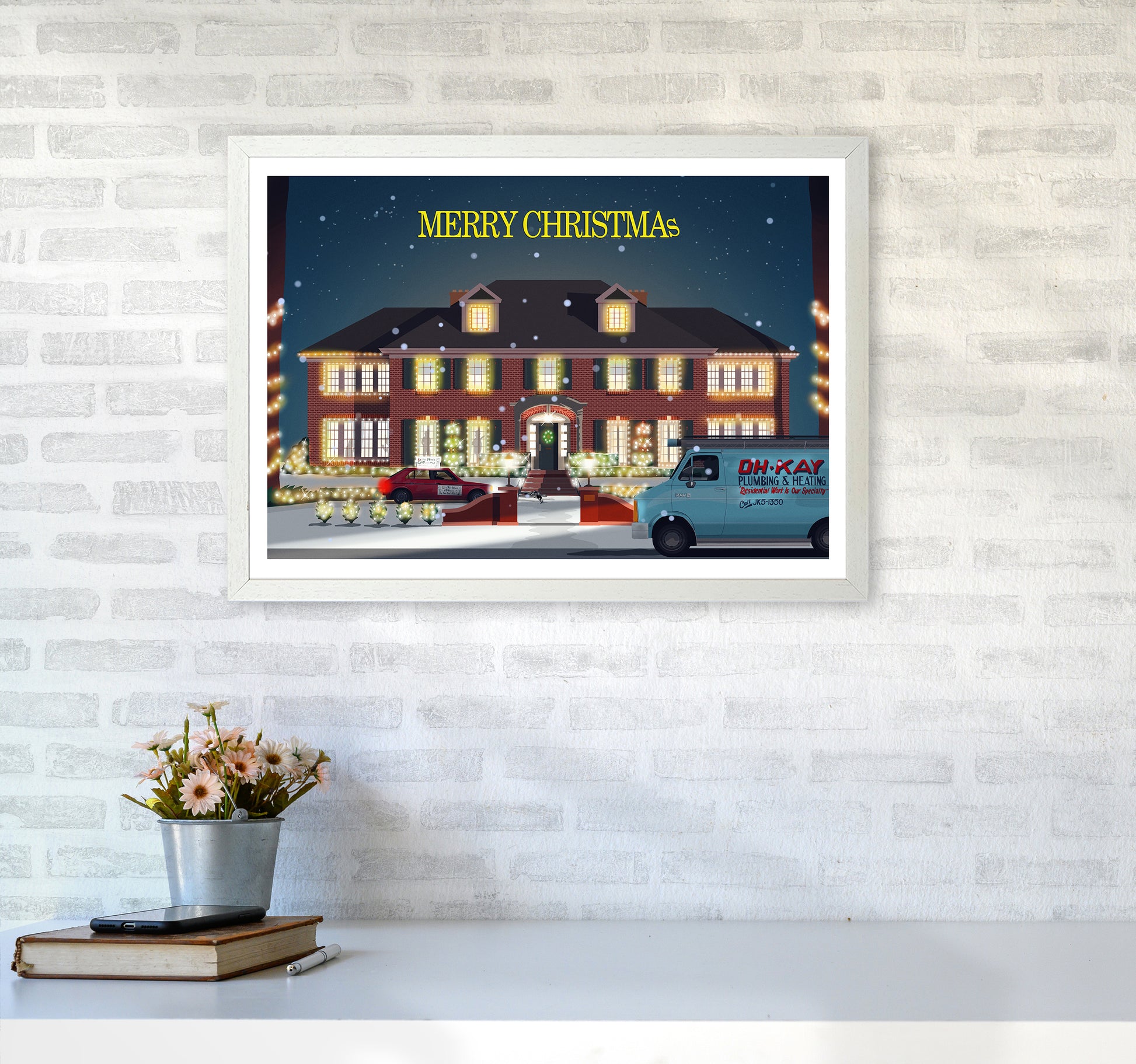 Home Alone Art Print by Richard O'Neill A2 Oak Frame