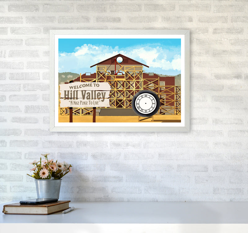 Hill Valley 1885 Art Print by Richard O'Neill A2 Oak Frame