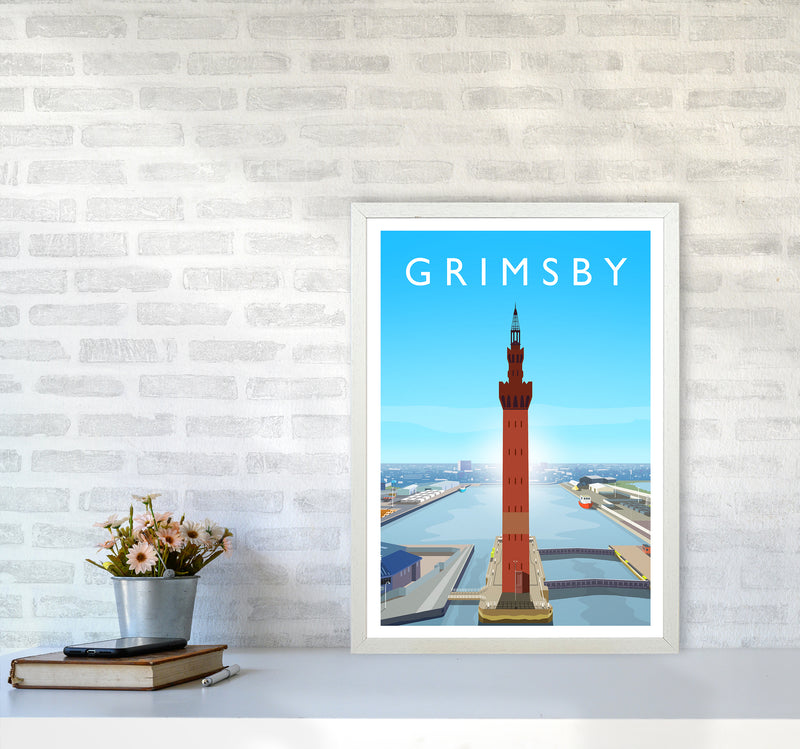 Grimsby Portrait Art Print by Richard O'Neill A2 Oak Frame