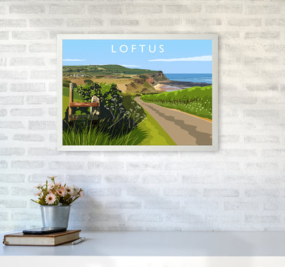 Loftus Travel Art Print by Richard O'Neill A2 Oak Frame