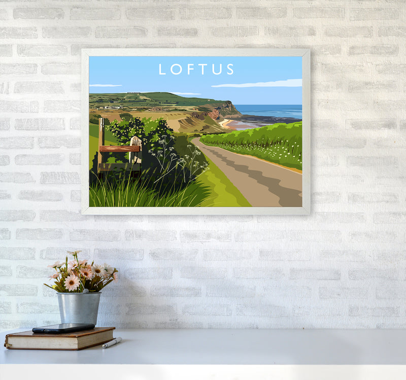 Loftus Travel Art Print by Richard O'Neill A2 Oak Frame