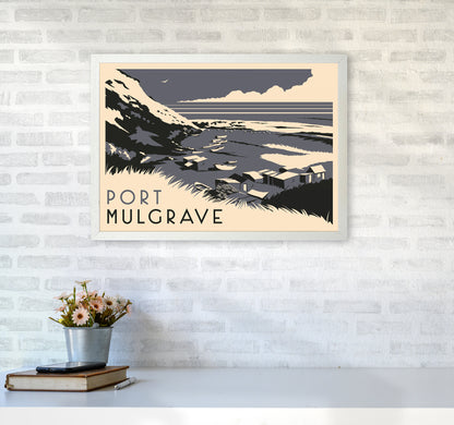 Port Mulgrave Travel Art Print by Richard O'Neill A2 Oak Frame