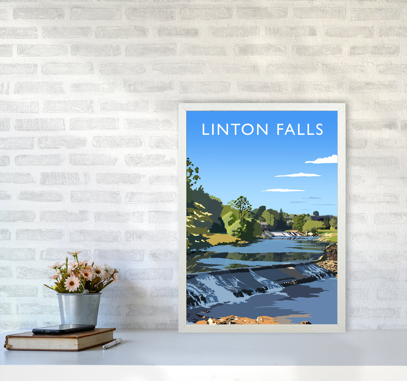 Linton Falls portrait Travel Art Print by Richard O'Neill A2 Oak Frame