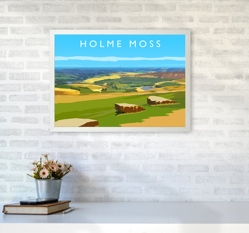 Holme Moss Travel Art Print by Richard O'Neill A2 Oak Frame
