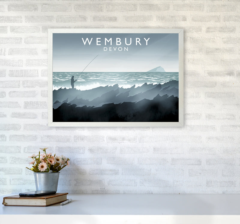 Wembury Travel Art Print by Richard O'Neill A2 Oak Frame