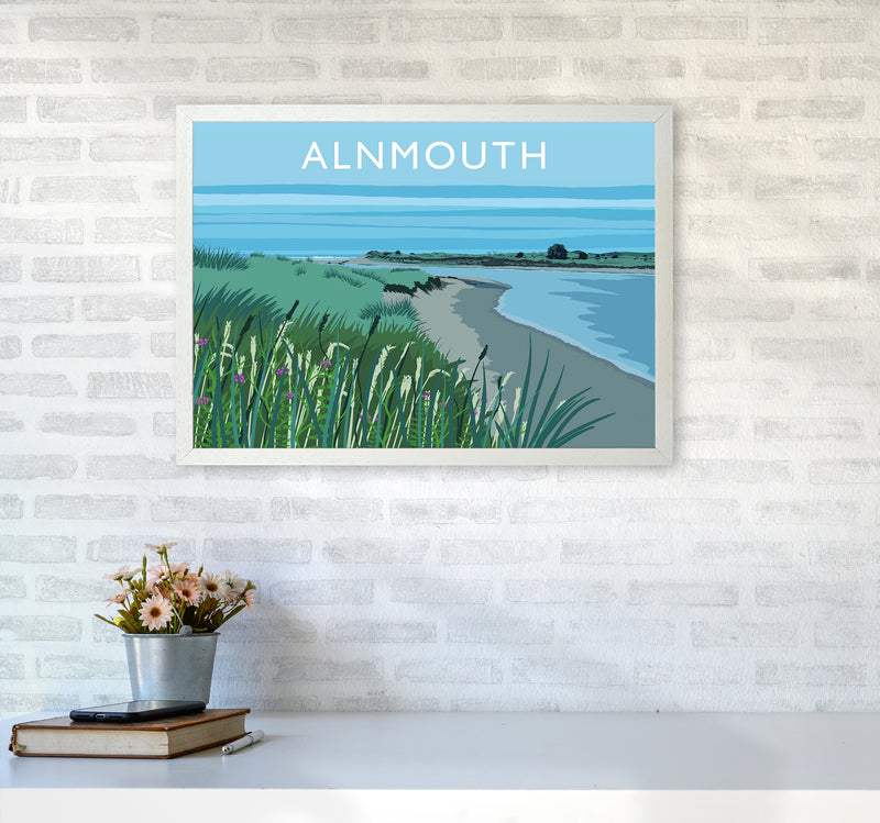 Alnmouth Travel Art Print by Richard O'Neill A2 Oak Frame