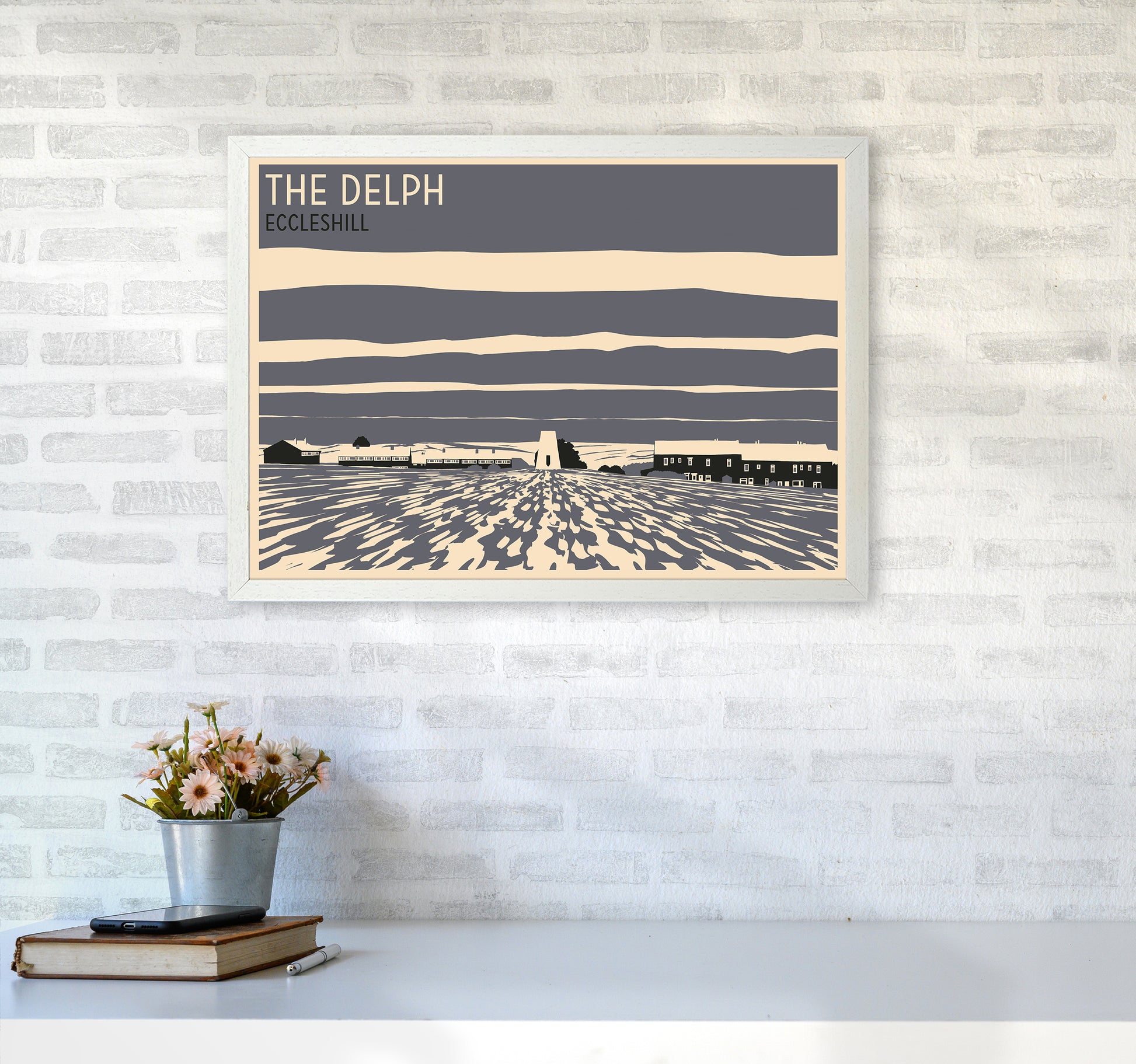 The Delph, Eccleshill Travel Art Print by Richard O'Neill A2 Oak Frame