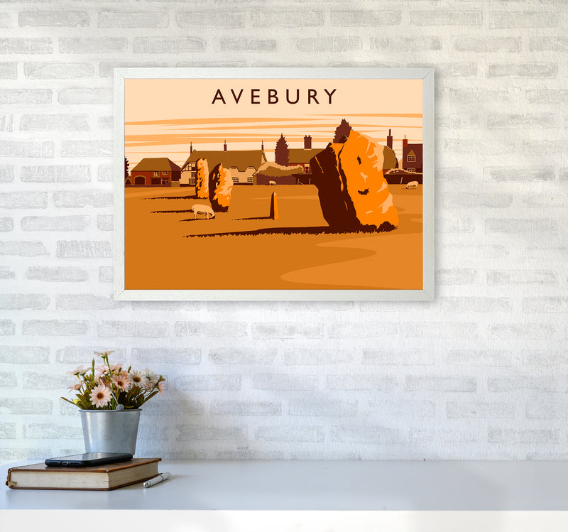 Avebury Travel Art Print by Richard O'Neill A2 Oak Frame