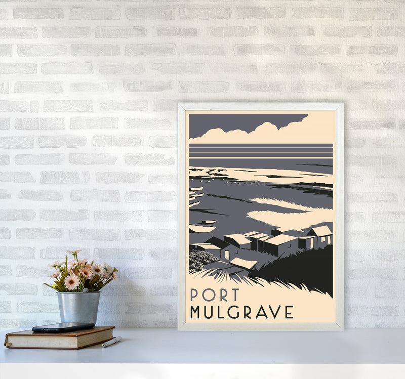 Port Mulgrave portrait Travel Art Print by Richard O'Neill A2 Oak Frame