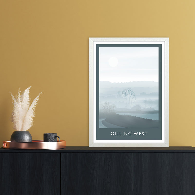 Gilling West (Winter) Portrait Travel Art Print by Richard O'Neill A2 Oak Frame