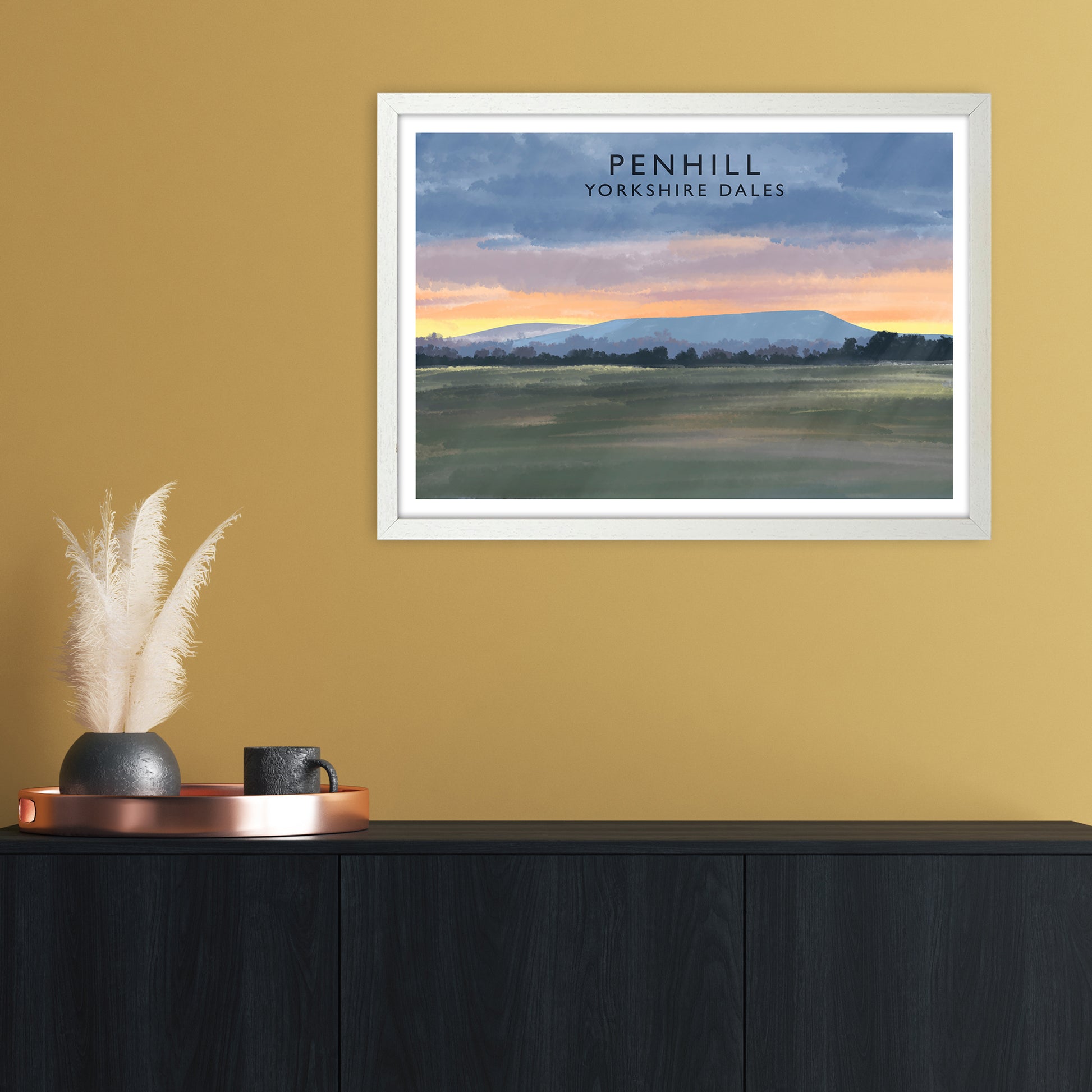 Penhill 3 Travel Art Print by Richard O'Neill A2 Oak Frame