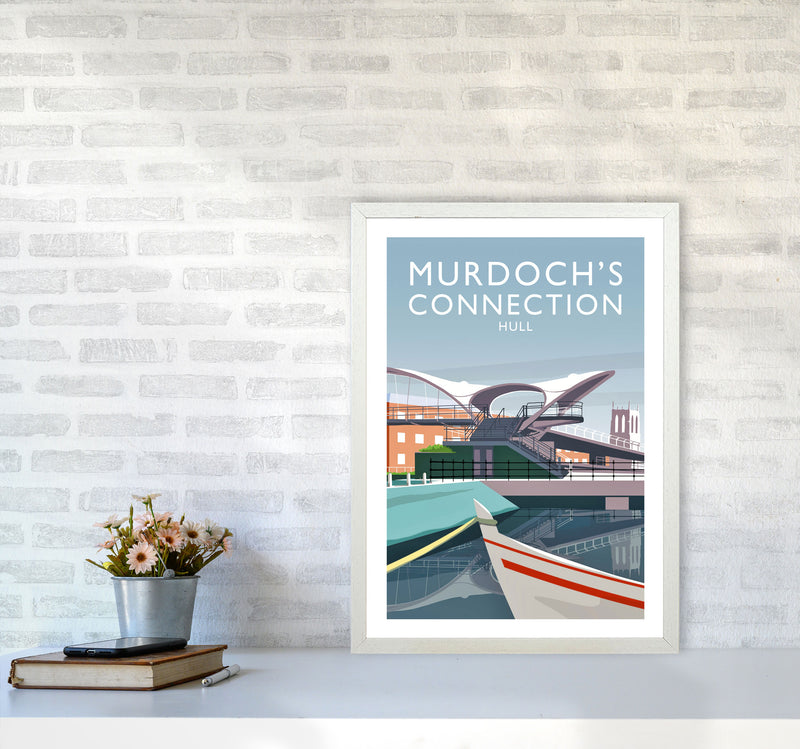 Murdoch's Connection portrait Travel Art Print by Richard O'Neill A2 Oak Frame
