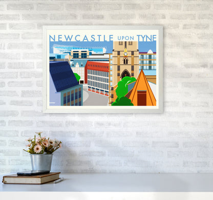 Newcastle upon Tyne 2 (Day) landscape Travel Art Print by Richard O'Neill A2 Oak Frame