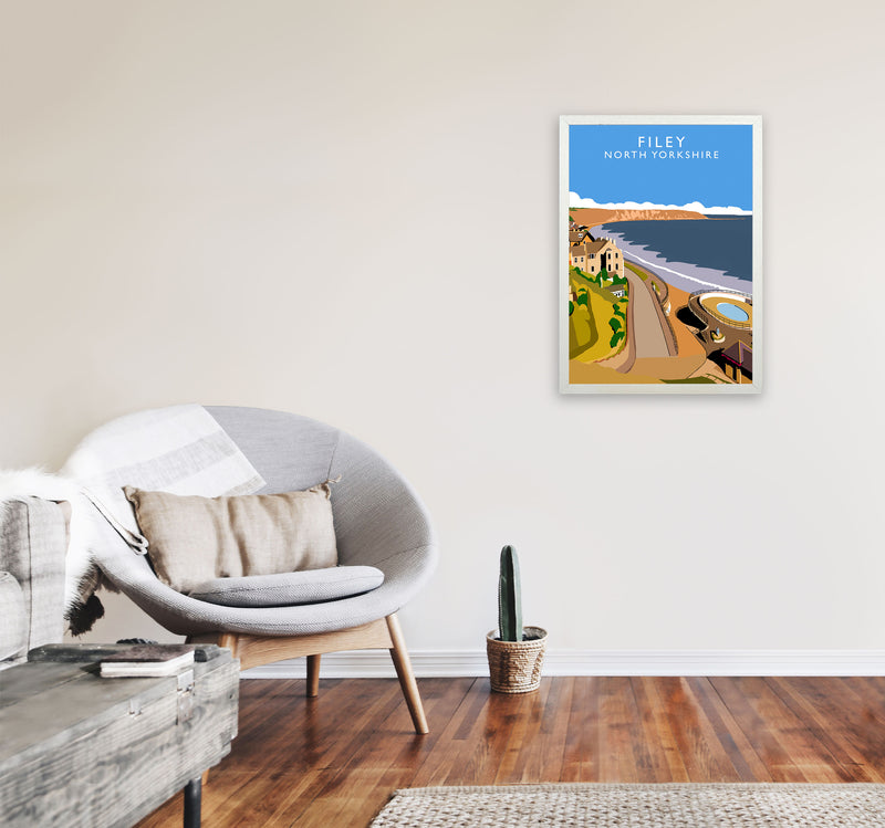 Filey North Yorkshire Framed Digital Art Print by Richard O'Neill A2 Oak Frame