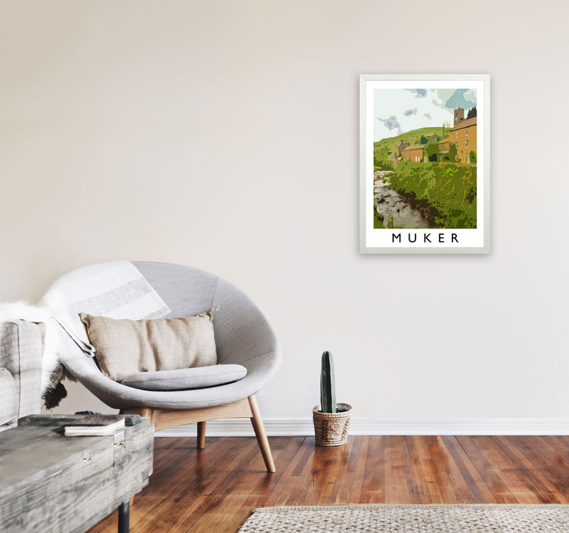Muker Art Print by Richard O'Neill A2 Oak Frame