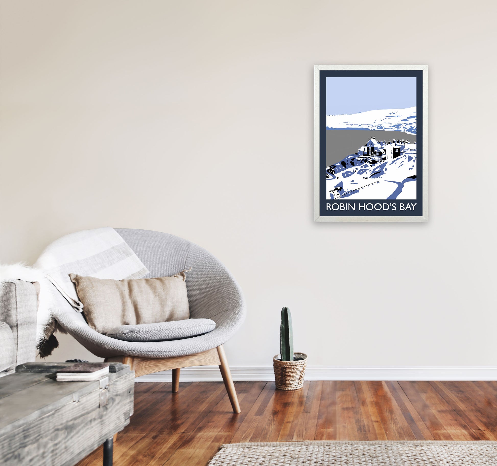 Robin Hood's Bay Art Print by Richard O'Neill A2 Oak Frame