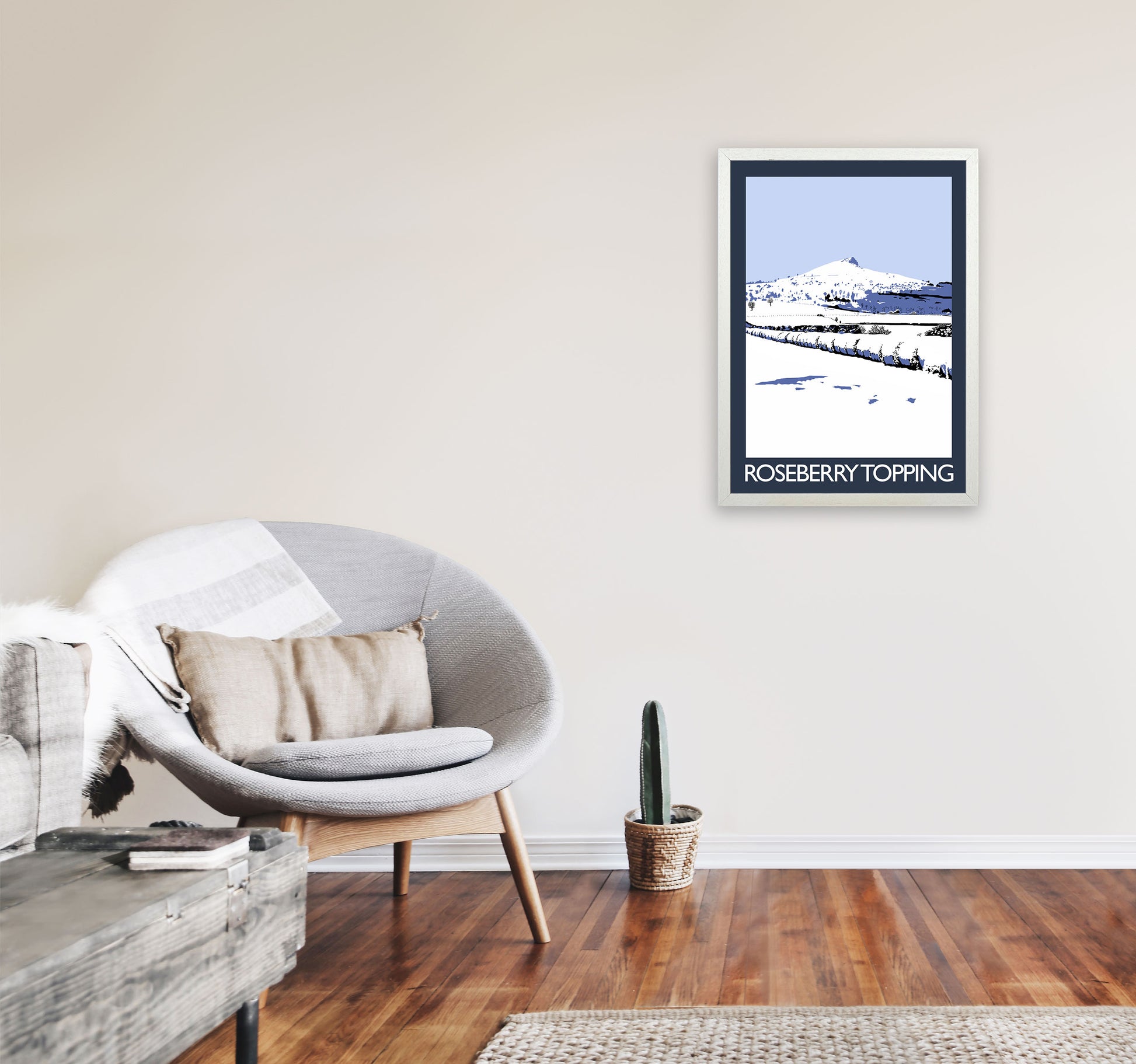 Roseberry Topping Art Print by Richard O'Neill A2 Oak Frame
