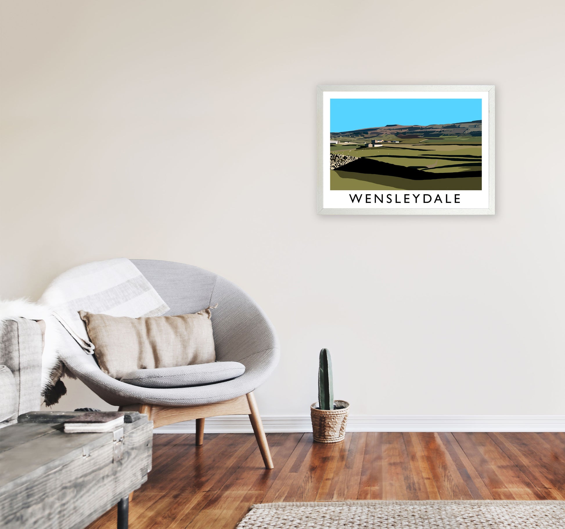 Wensleydale by Richard O'Neill Yorkshire Art Print, Vintage Travel Poster A2 Oak Frame