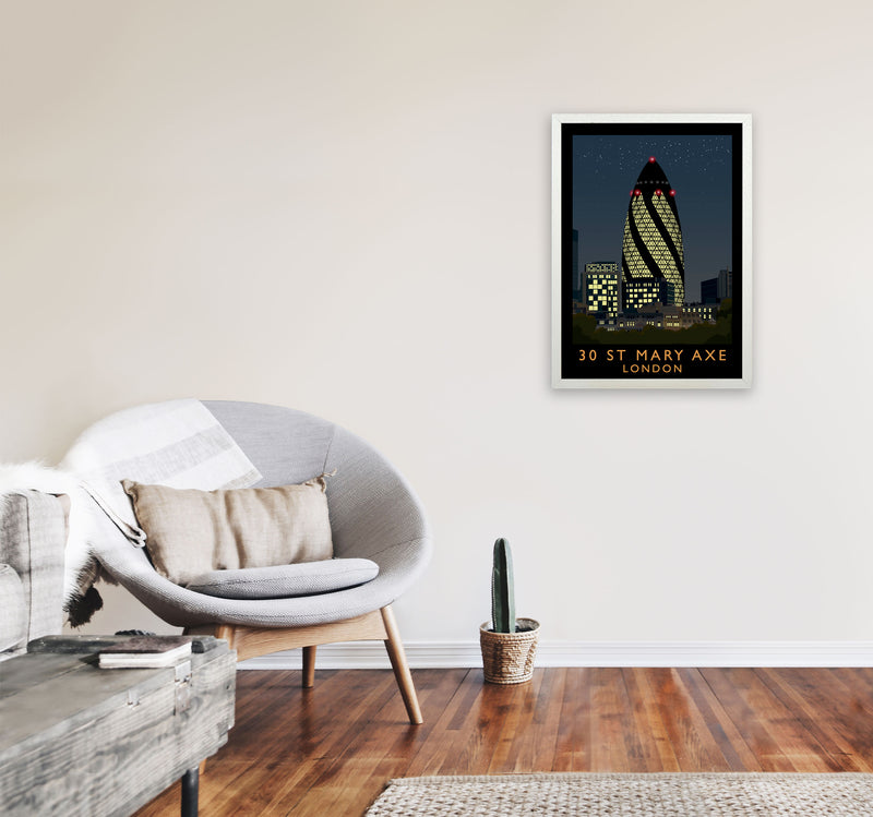 30 St Mary Axe London Travel Art Print by Richard O'Neill A2 Oak Frame