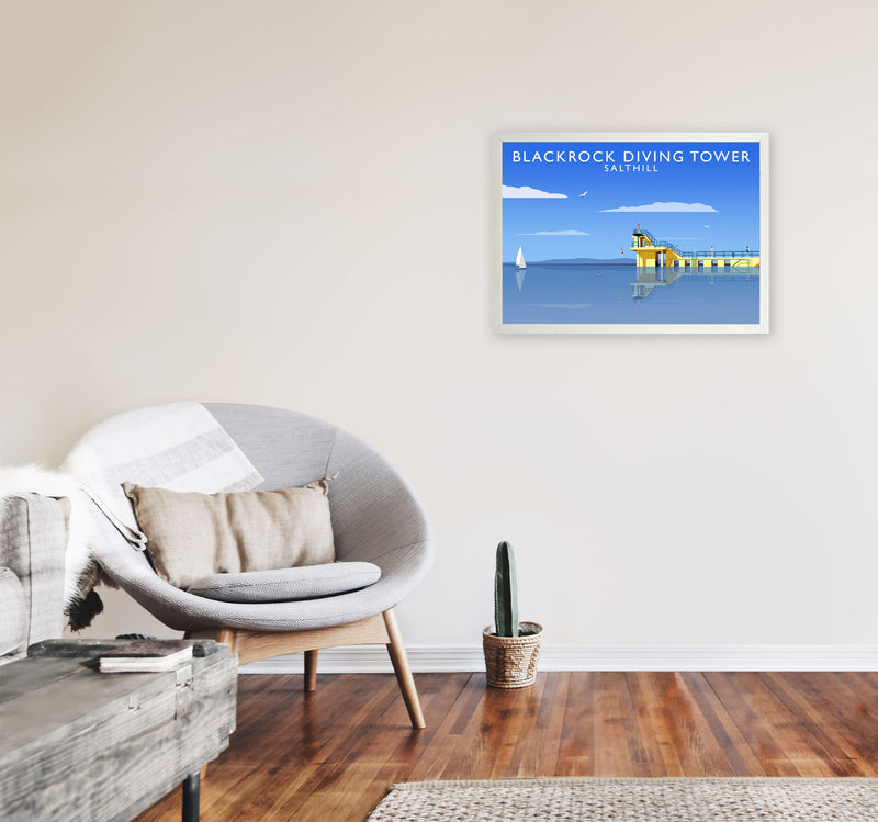 Blackrock Diving Tower (Landscape) by Richard O'Neill A2 Oak Frame