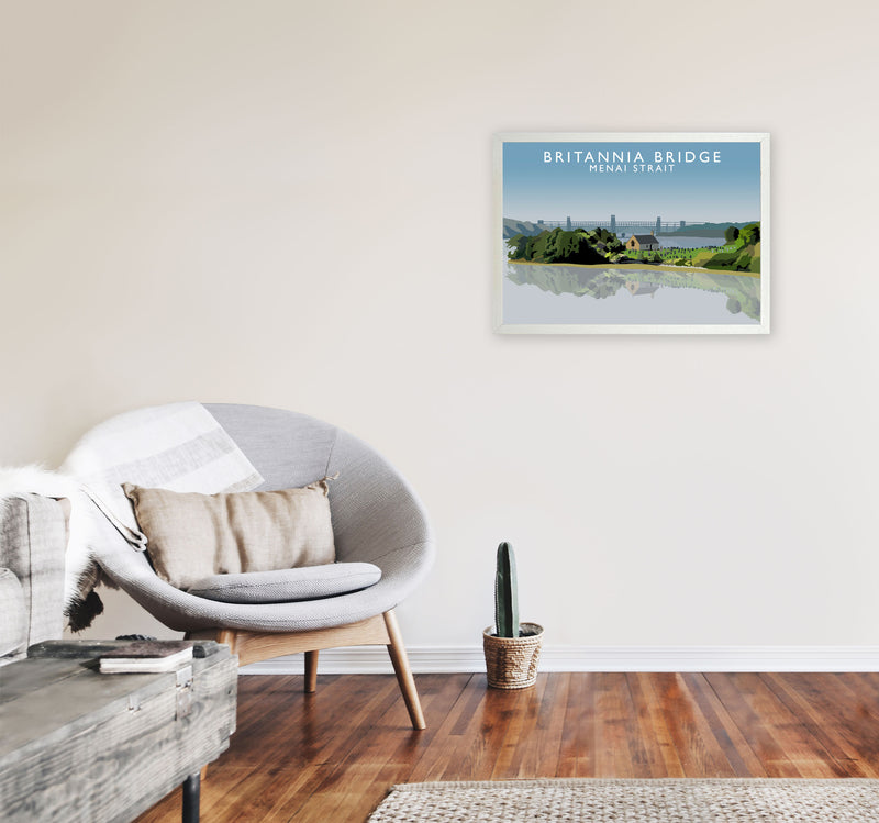 Britannia Bridge Art Print by Richard O'Neill A2 Oak Frame