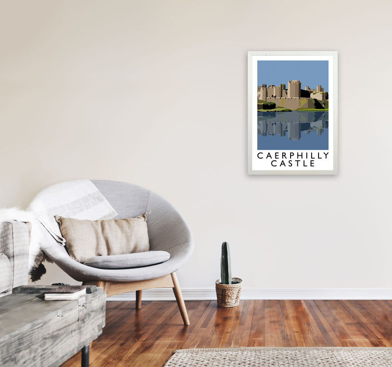 Caerphilly Castle Portrait by Richard O'Neill A2 Oak Frame