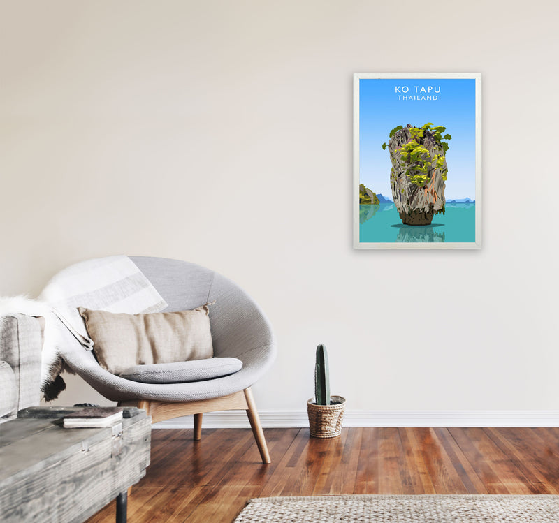 Ko Tapu Thailand Travel Art Print by Richard O'Neill, Framed Wall Art A2 Oak Frame