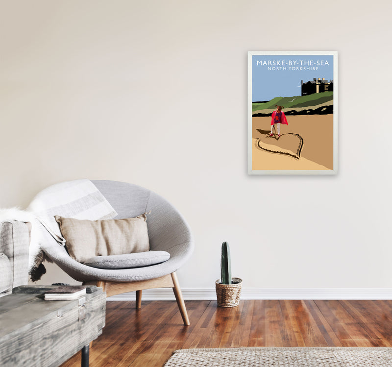 Marske-By-The-Sea North Yorkshire Travel Art Print by Richard O'Neill A2 Oak Frame