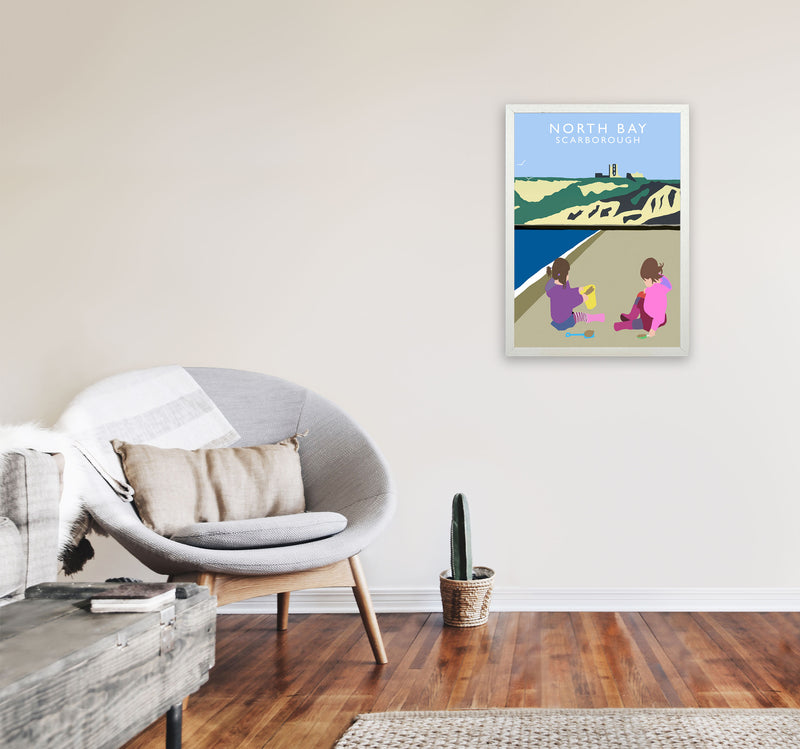 North Bay Scarborough Travel Art Print by Richard O'Neill, Framed Wall Art A2 Oak Frame