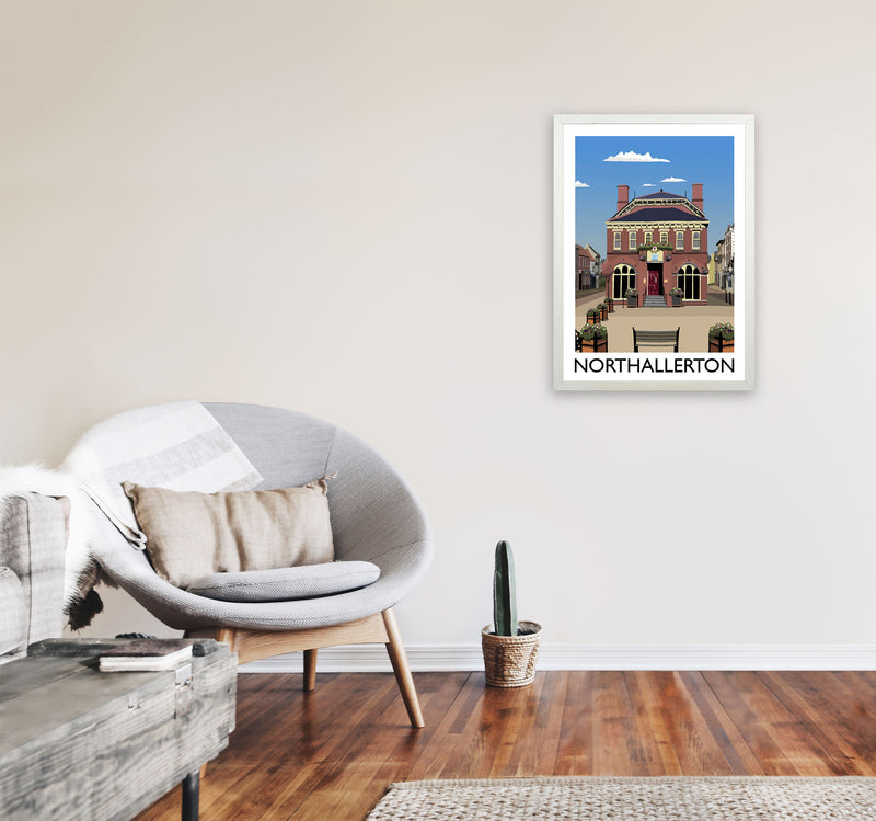 Northallerton Travel Art Print by Richard O'Neill, Framed Wall Art A2 Oak Frame