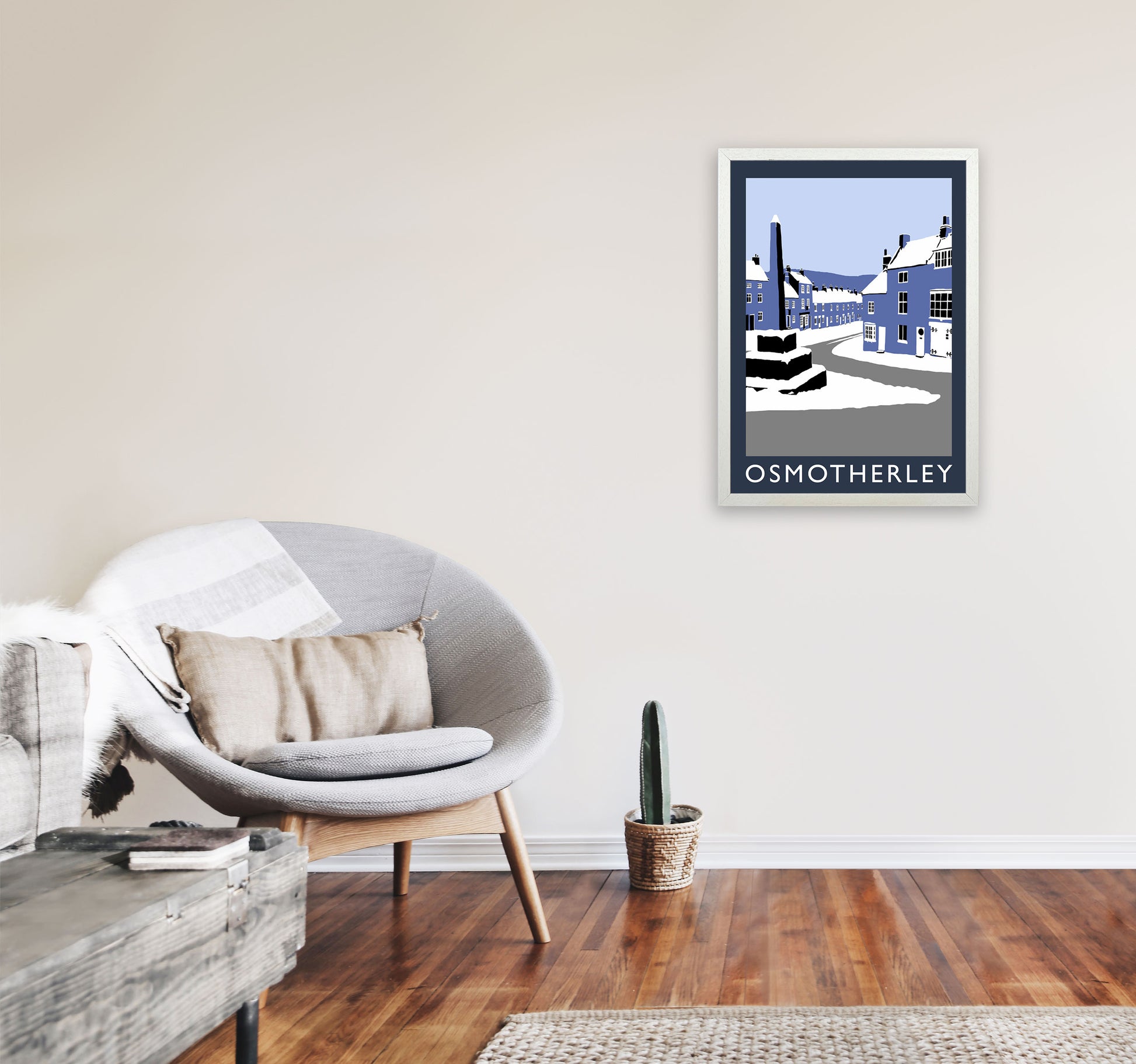 Osmotherley Travel Art Print by Richard O'Neill, Framed Wall Art A2 Oak Frame