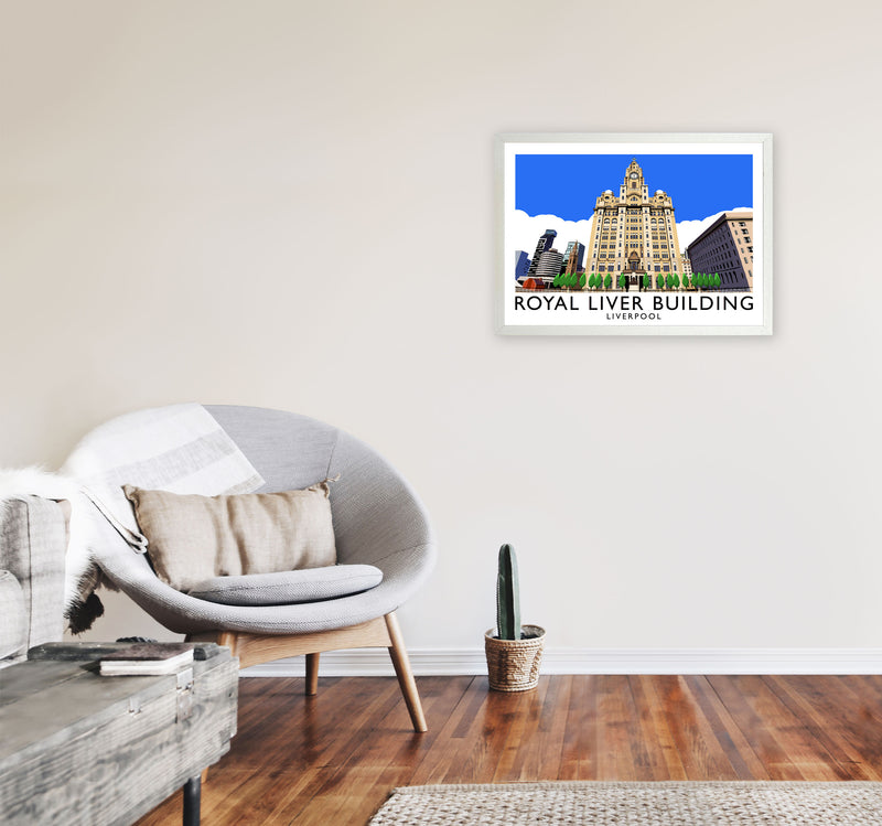 Royal Liver Building Liverpool Travel Art Print by Richard O'Neill A2 Oak Frame