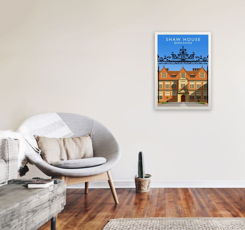 Shaw House Berkshire Travel Art Print by Richard O'Neill, Framed Wall Art A2 Oak Frame