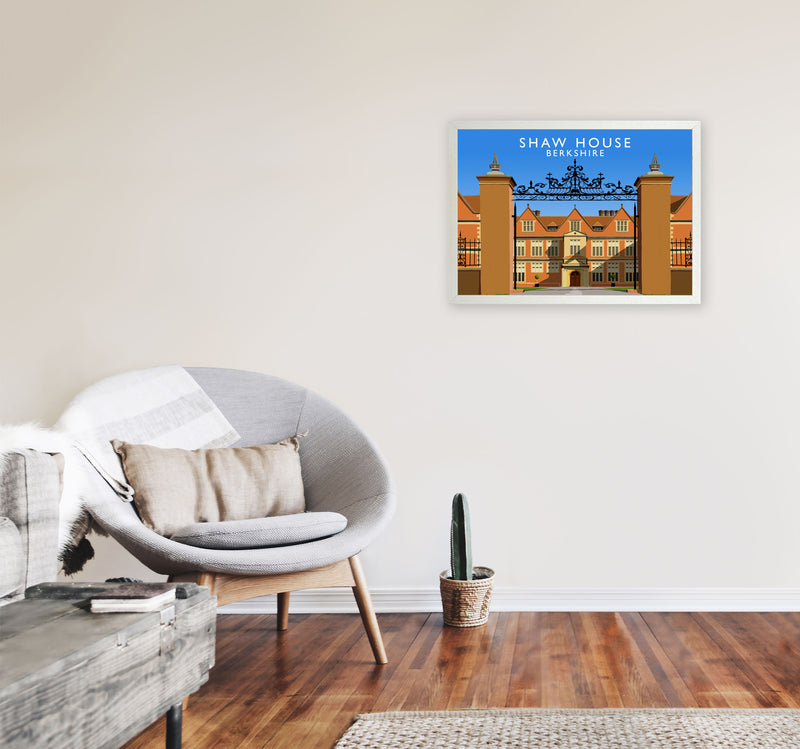 Shaw House Berkshire Travel Art Print by Richard O'Neill, Framed Wall Art A2 Oak Frame