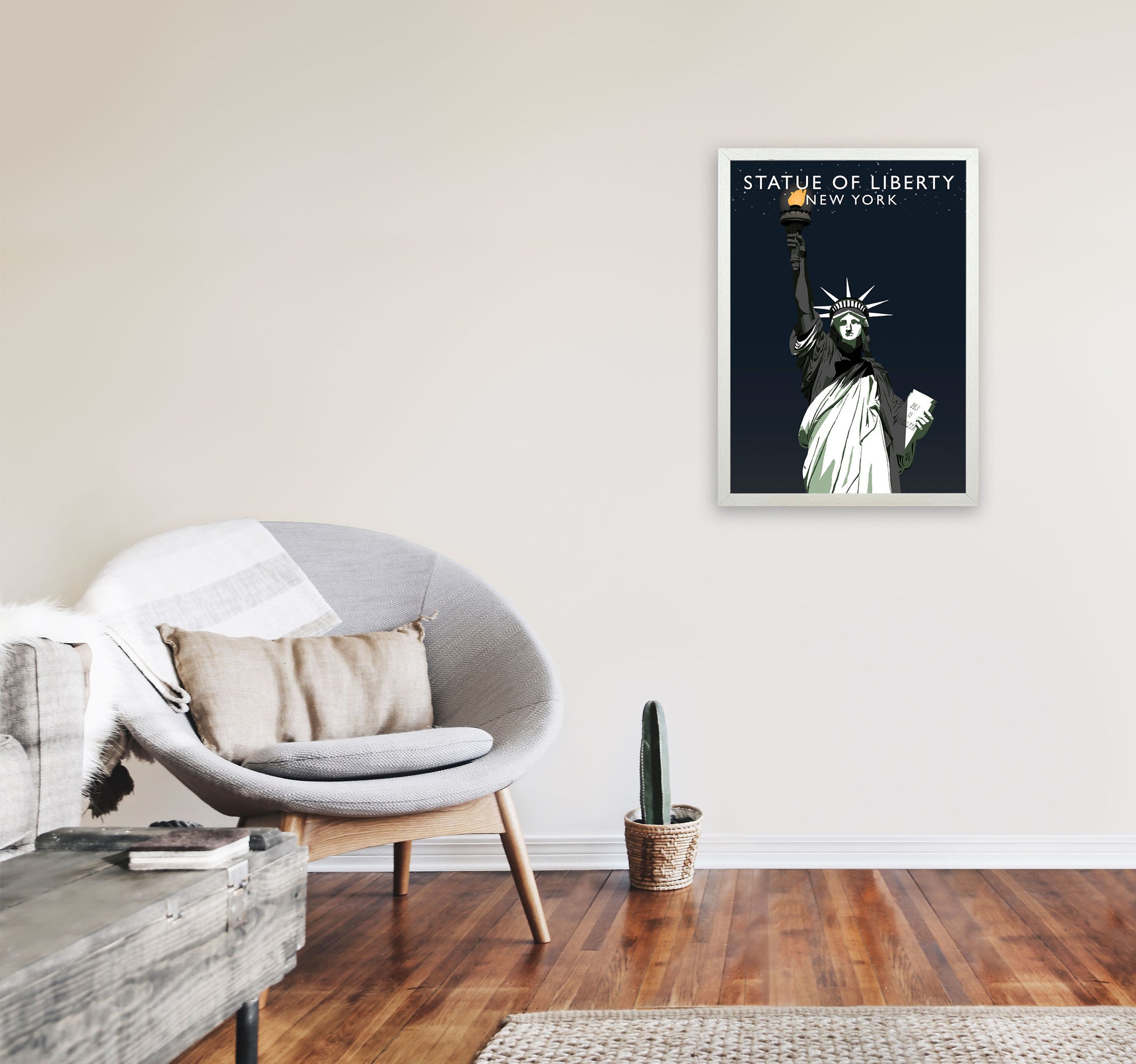 Statue of Liberty New York Art Print by Richard O'Neill A2 Oak Frame