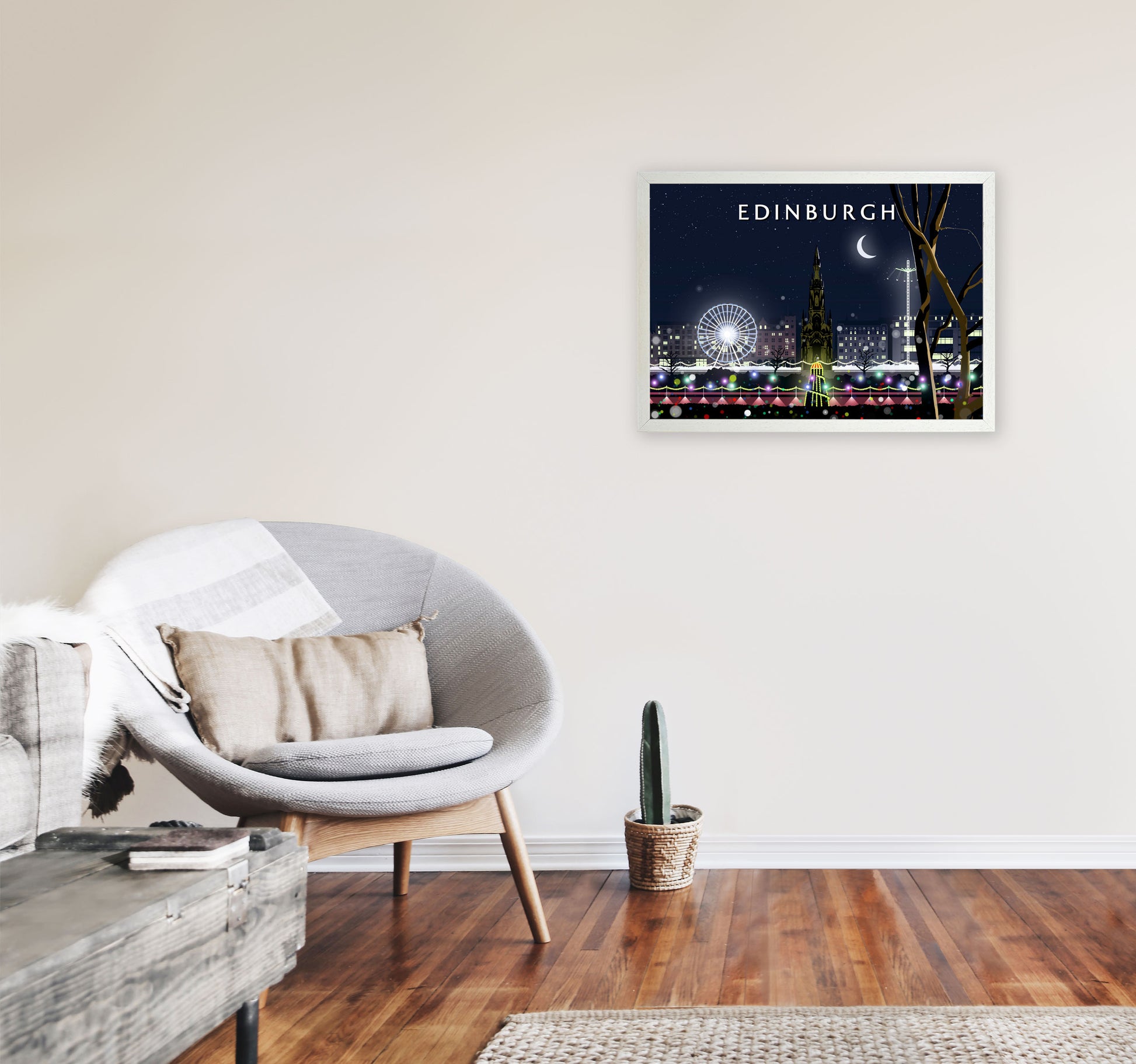 Edinburgh Night by Richard O'Neill A2 Oak Frame