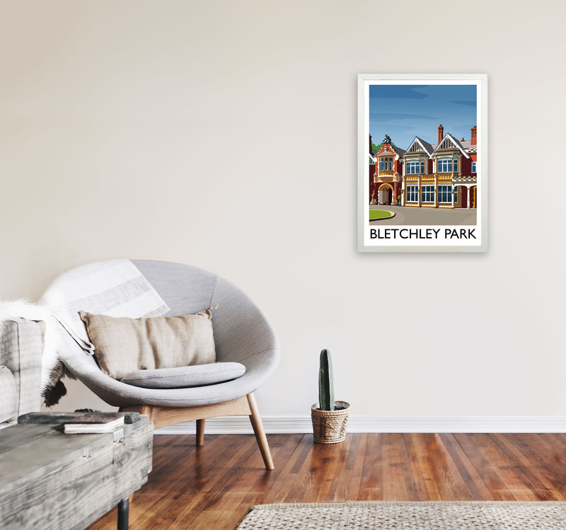 Bletchey Park portrait by Richard O'Neill A2 Oak Frame