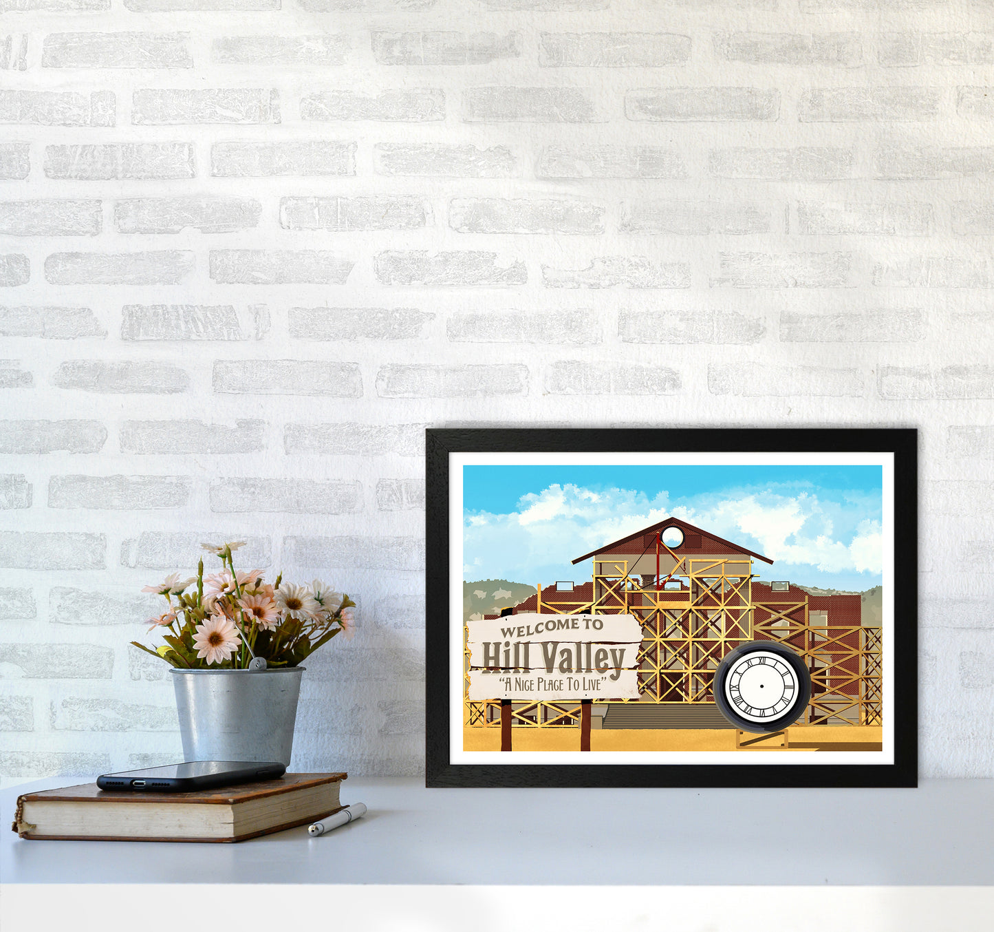 Hill Valley 1885 Art Print by Richard O'Neill A3 White Frame