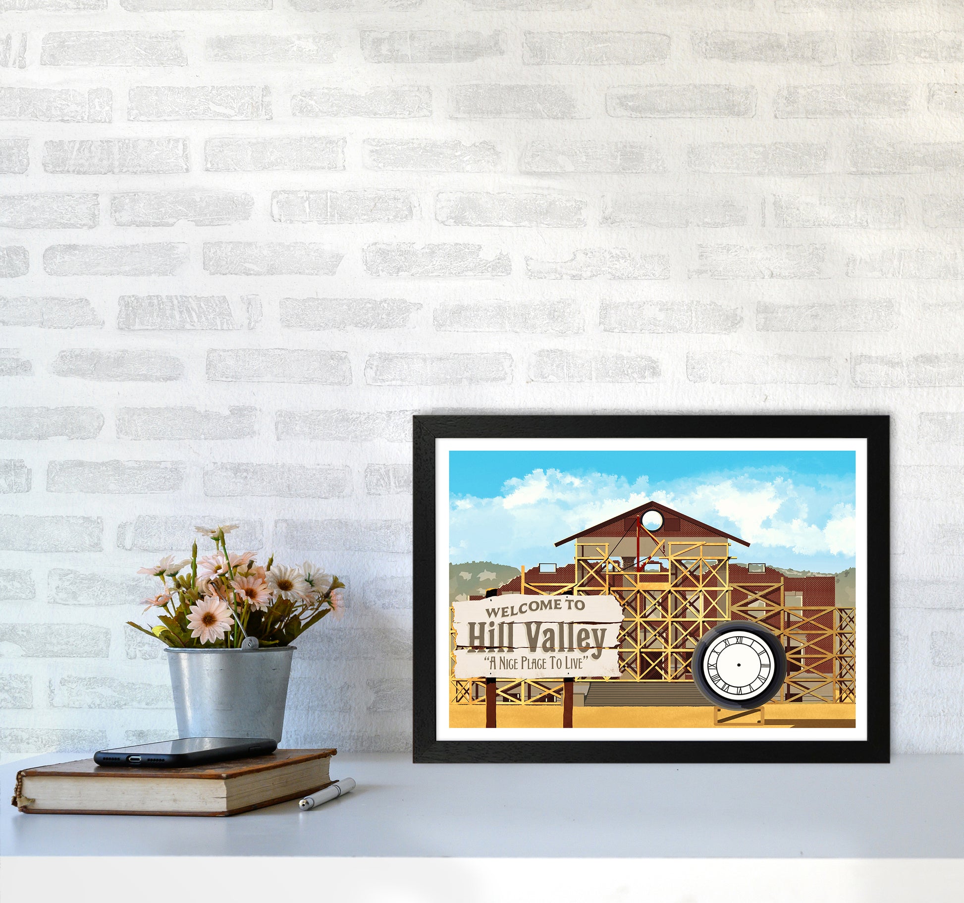 Hill Valley 1885 Art Print by Richard O'Neill A3 White Frame