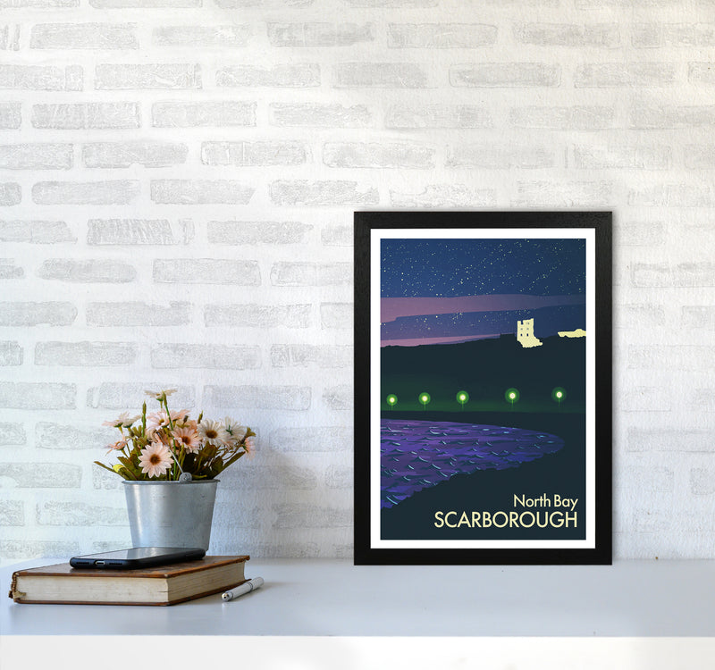 North Bay, Scarborough (Night) Portrait Art Print by Richard O'Neill A3 White Frame