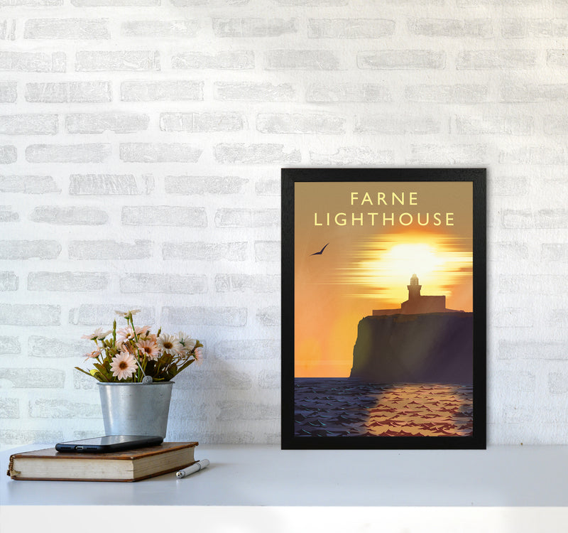 Farne Lighthouse portrait Travel Art Print by Richard O'Neill A3 White Frame