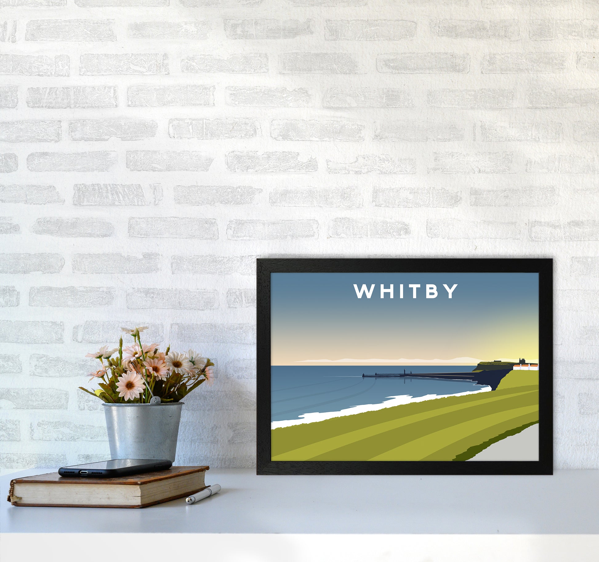 Whitby 5 Travel Art Print by Richard O'Neill A3 White Frame