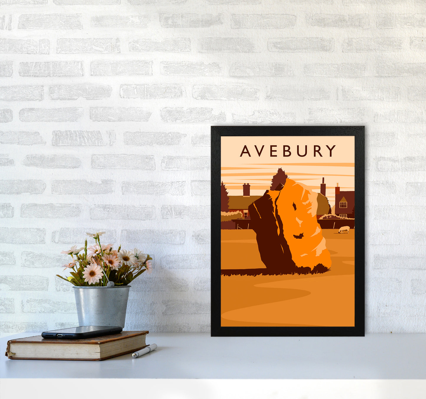 Avebury portrait Travel Art Print by Richard O'Neill A3 White Frame