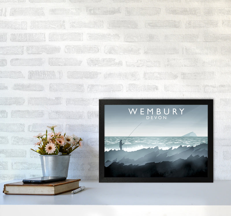 Wembury Travel Art Print by Richard O'Neill A3 White Frame