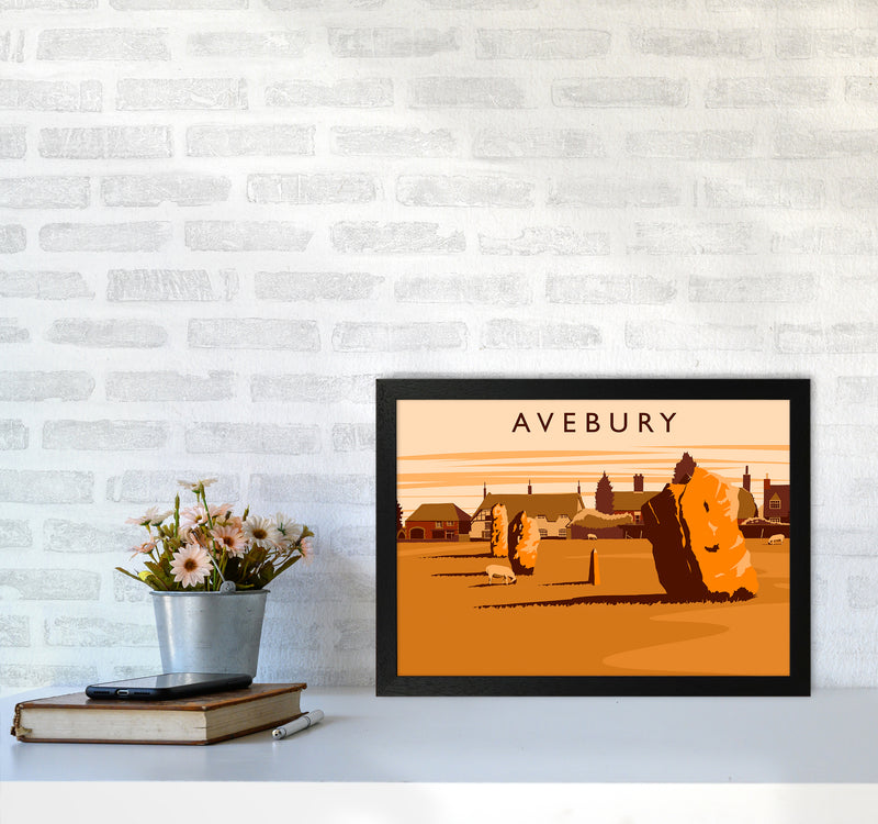 Avebury Travel Art Print by Richard O'Neill A3 White Frame