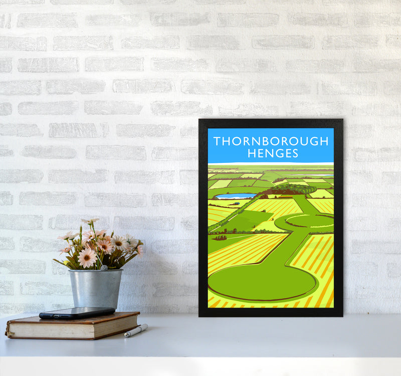 Thornborough Henges portrait Travel Art Print by Richard O'Neill A3 White Frame