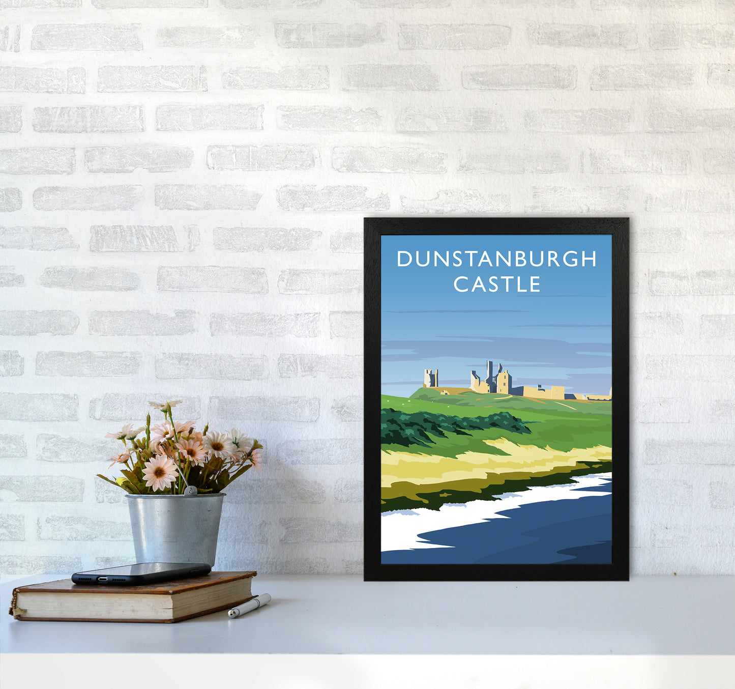 Dunstanburgh Castle portrait Travel Art Print by Richard O'Neill A3 White Frame