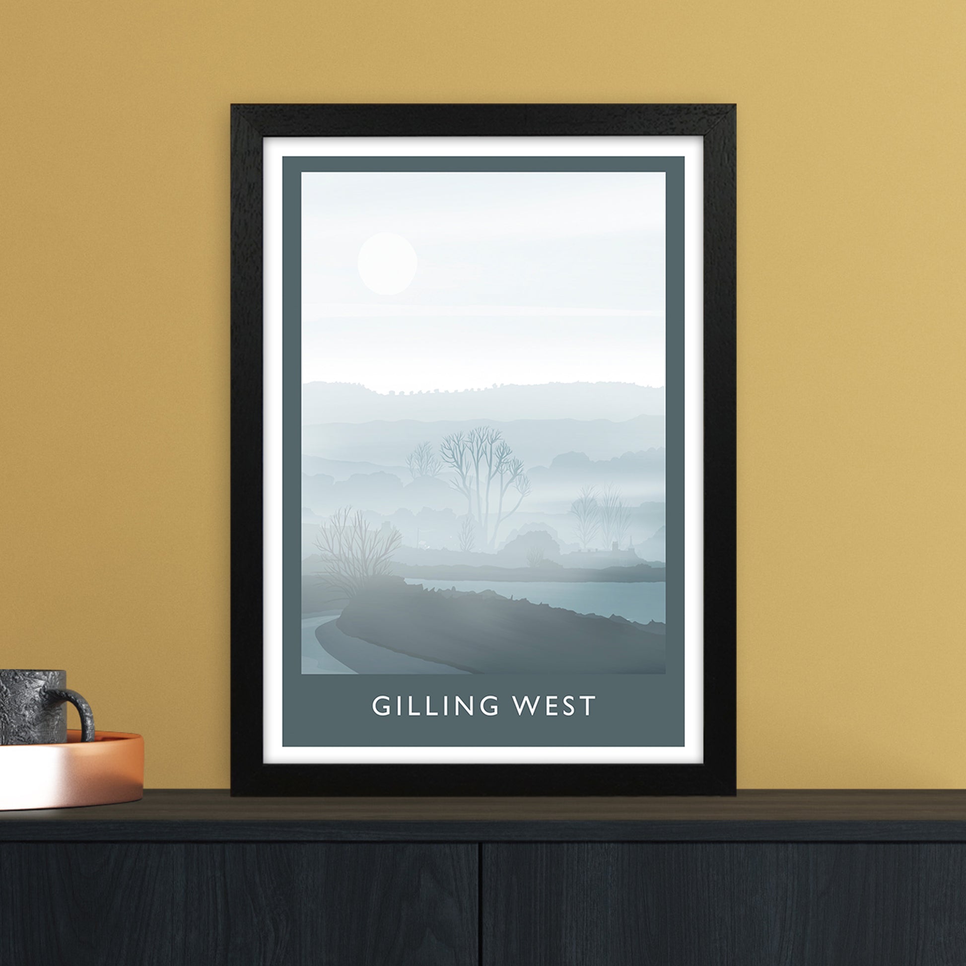 Gilling West (Winter) Portrait Travel Art Print by Richard O'Neill A3 White Frame